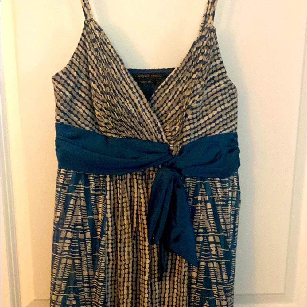 Elegant BCBG MaxAzria Blue and Cream Silk Women's Dress. Size 4 - Picture 1 of 5